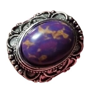 Purple Gold Stone Silver Tone Ring